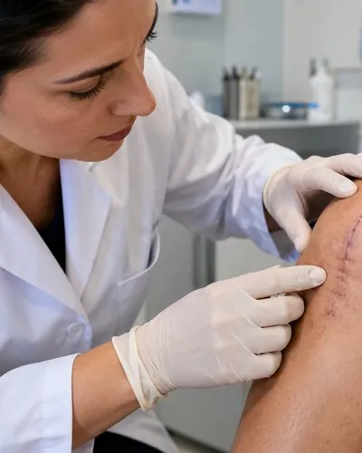 Avaliação clínica de cicatriz no pós-operatório